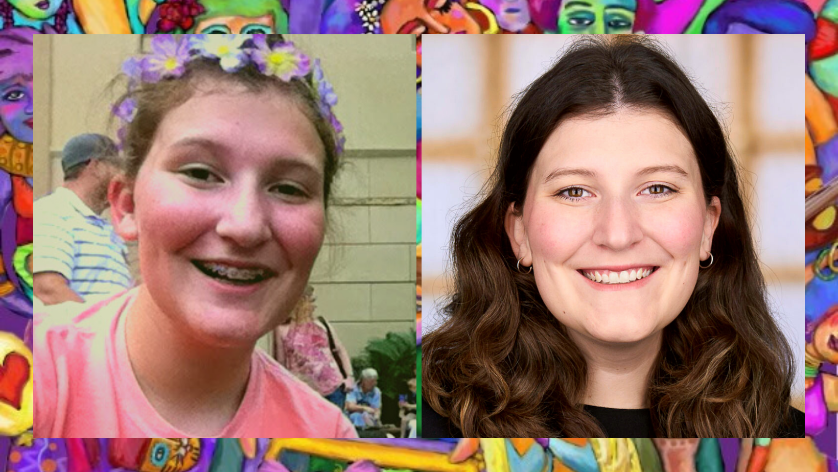Delaney Chesnick at as a Young Artist Marketeer for Arts in the Heart Vs. her as an adult working for the Augusta Symphony