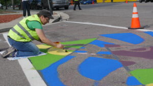 Pax Bobrow painting crosswalk