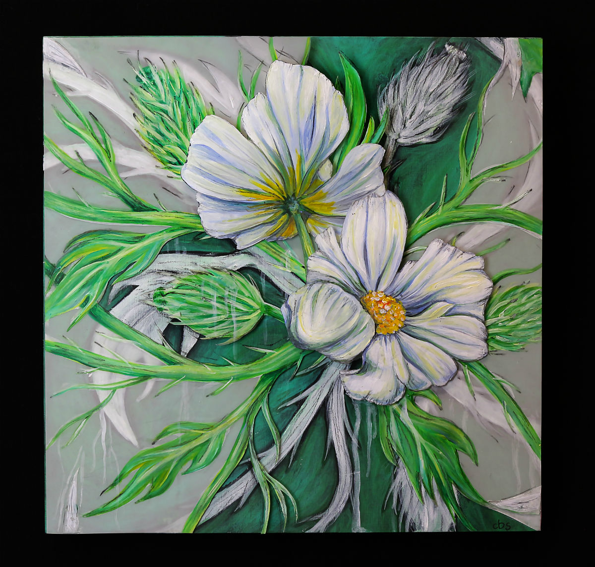 drawing of a white flower by Colleen Beyer