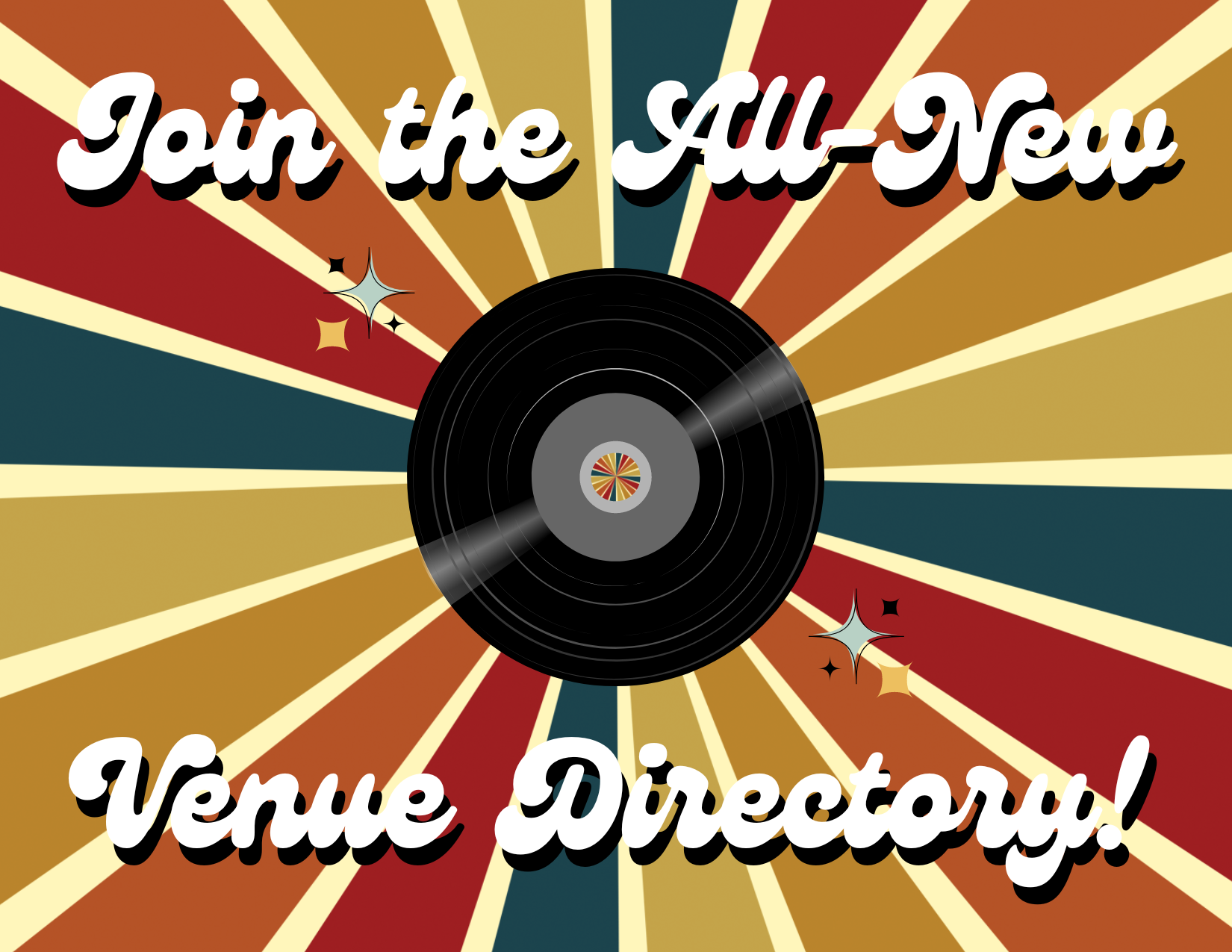 Funky retro cover for the venue directory