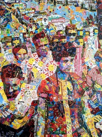 Artwork by Noah Scalin made from stickers.