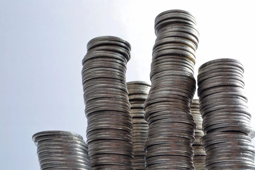 Photo of coins stacked