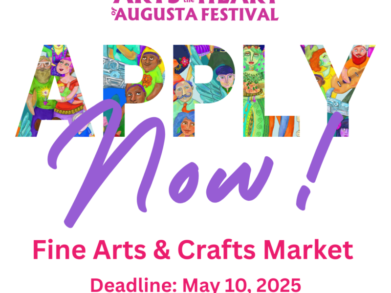 apply now flyer for arts in the heart fine arts and craft market 2025. deadline may 0, 2025 by 11:59 p.m.