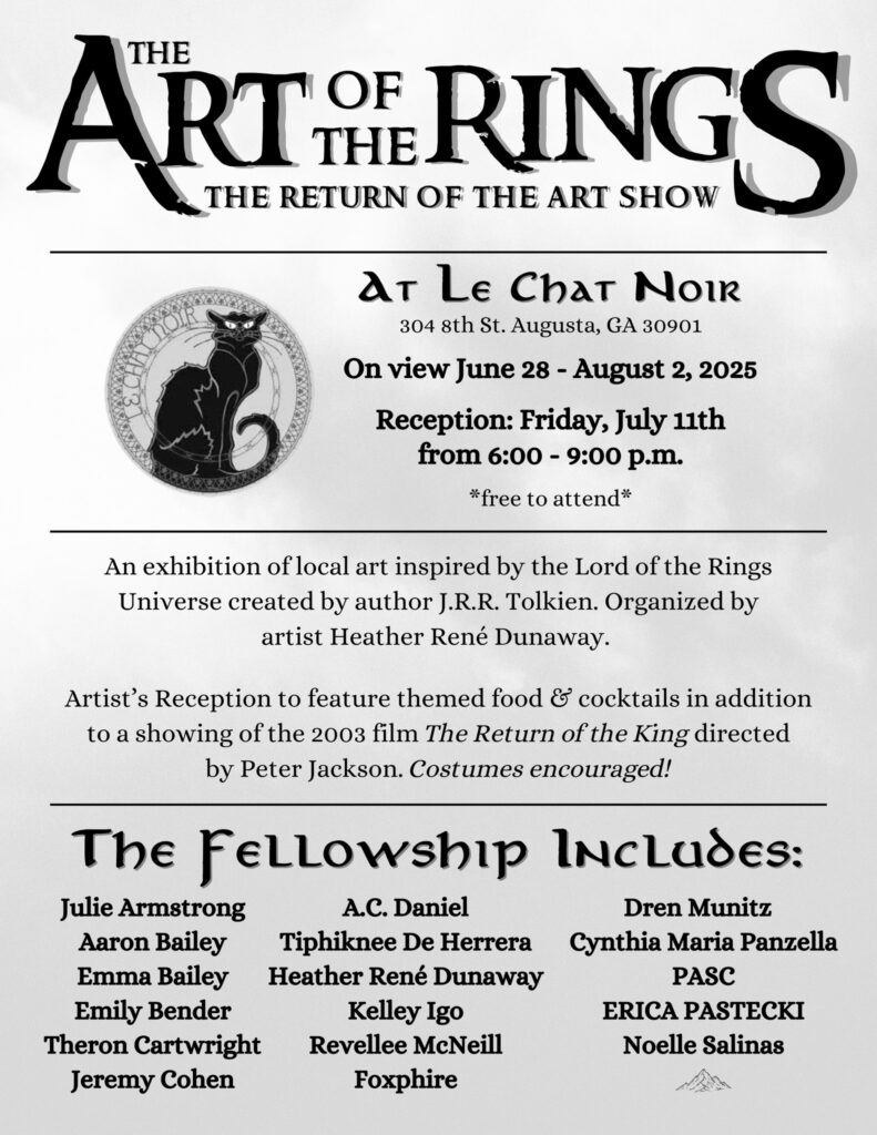 The Art of the Rings, the Return of the Art Show at Le Chat Noir from June 28 - August 2, 2025. Reception July 11, 2025.